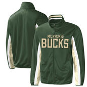 G-III Sports by Carl Banks Men's Hunter Green Milwaukee Bucks Contender Wordmark Full-Zip Track Jacket