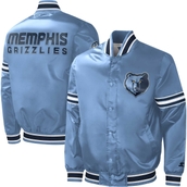 Starter Men's Light Blue Memphis Grizzlies Slider Satin Full-Snap Varsity Jacket