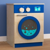Flash Furniture Bright Beginnings Commercial Grade Wooden Kid's Washing Machine with Integrated Storage and Turning Knobs