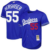 Mitchell & Ness Men's Orel Hershiser Royal Los Angeles Dodgers Cooperstown Collection Mesh Batting Practice Button-Up Jersey