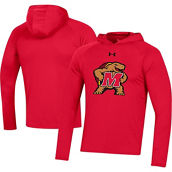 Under Armour Men's Red Maryland Terrapins School Logo Raglan Long Sleeve Hoodie Performance T-Shirt