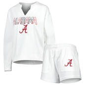 Concepts Sport Women's White Alabama Crimson Tide Sunray Notch Neck Long Sleeve T-Shirt & Shorts Set
