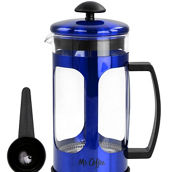 Mr. Coffee 30oz Glass and Stainless Steel French Coffee Press in Blue