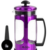 Mr. Coffee 30oz Glass and Stainless Steel French Coffee Press in Purple