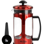 Mr. Coffee 30oz Glass and Stainless Steel French Coffee Press in Red