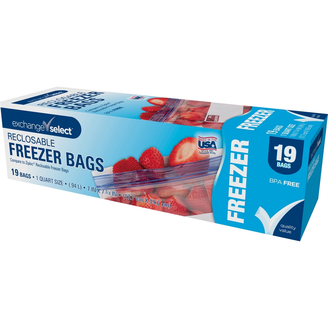 Exchange Select 1 Quart Reclosable Freezer Bag, 19 Ct.