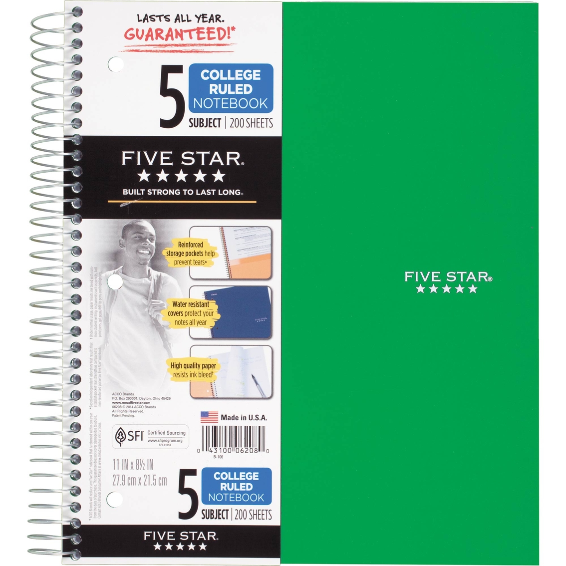 Wired Note Book with 200 for 5 Subject Five Star Spiral College Ruled Notebook 