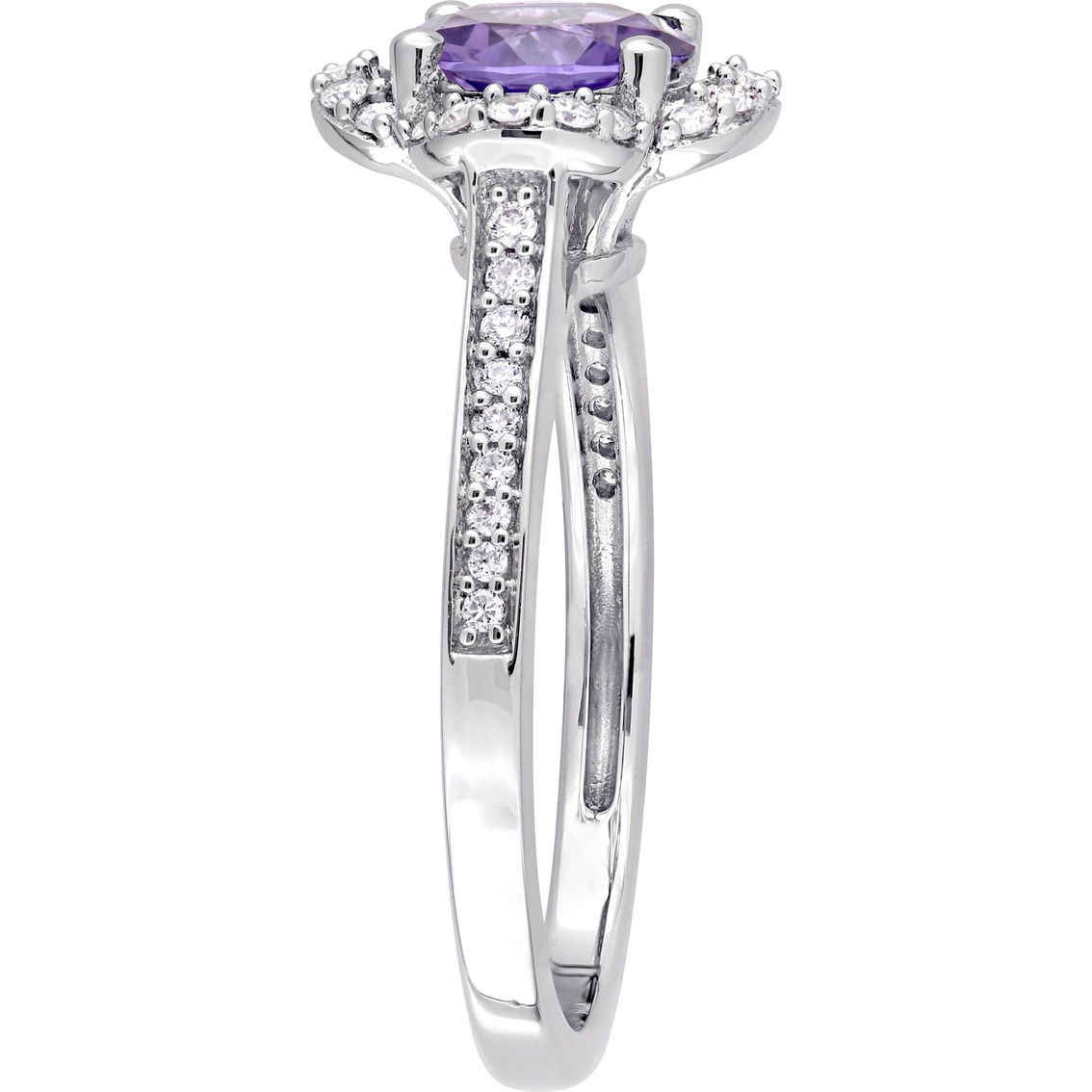 Sofia B. Amethyst & 1/4 CTW Diamond Quatrefoil Halo Ring in 14K White Gold - Image 2 of 4