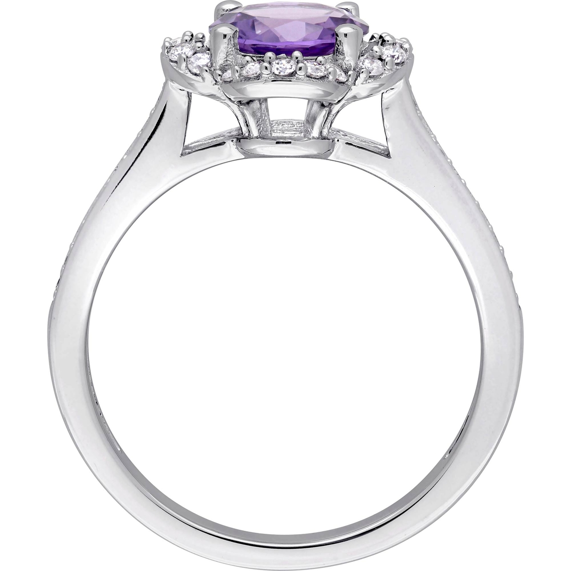 Sofia B. Amethyst & 1/4 CTW Diamond Quatrefoil Halo Ring in 14K White Gold - Image 3 of 4