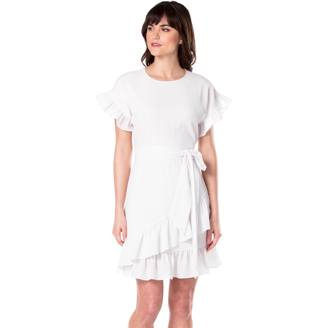 Buy short sleeve ruffle wrap dress - OFF-61% > Free Delivery
