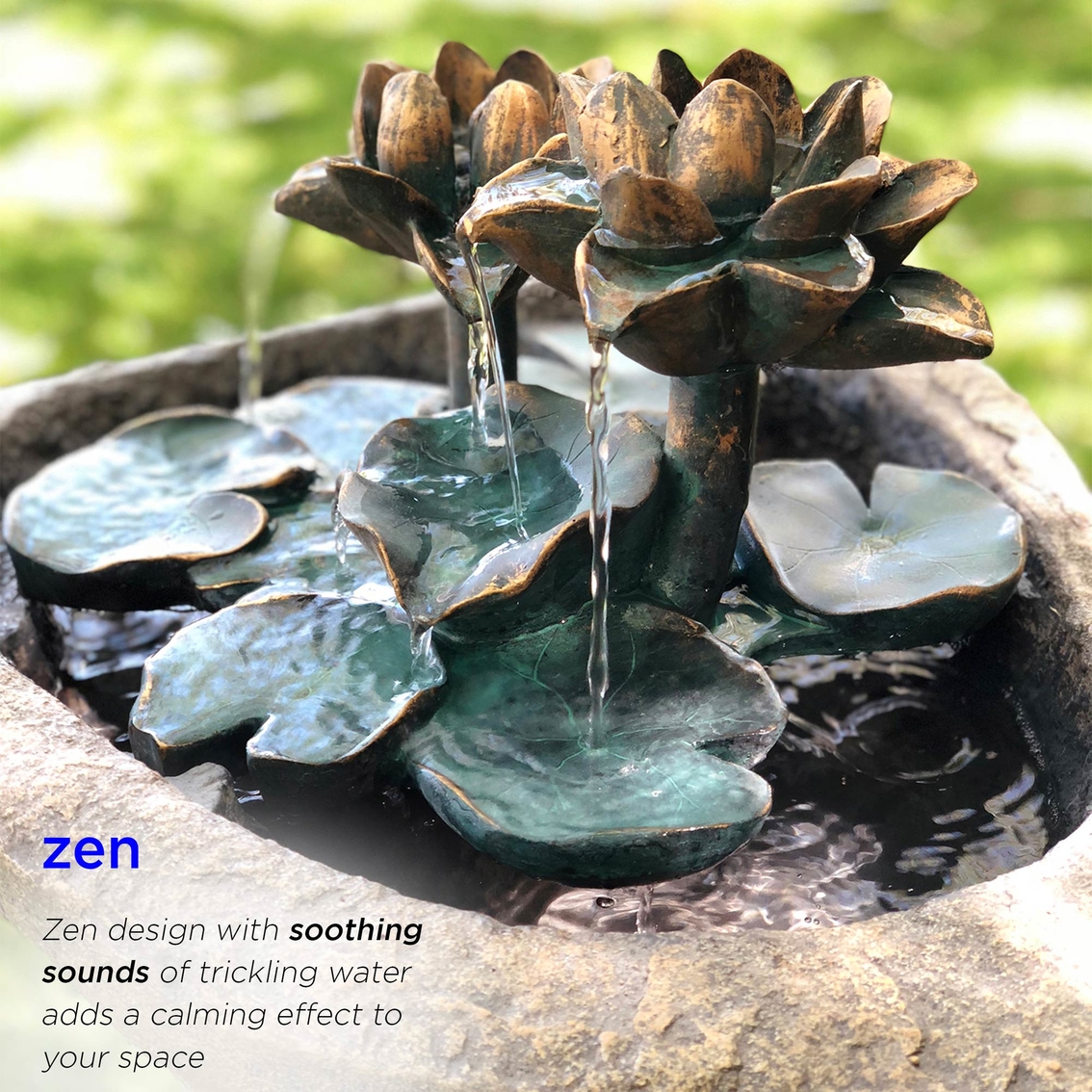 Alpine Lotus Rock LED Fountain - Image 5 of 7