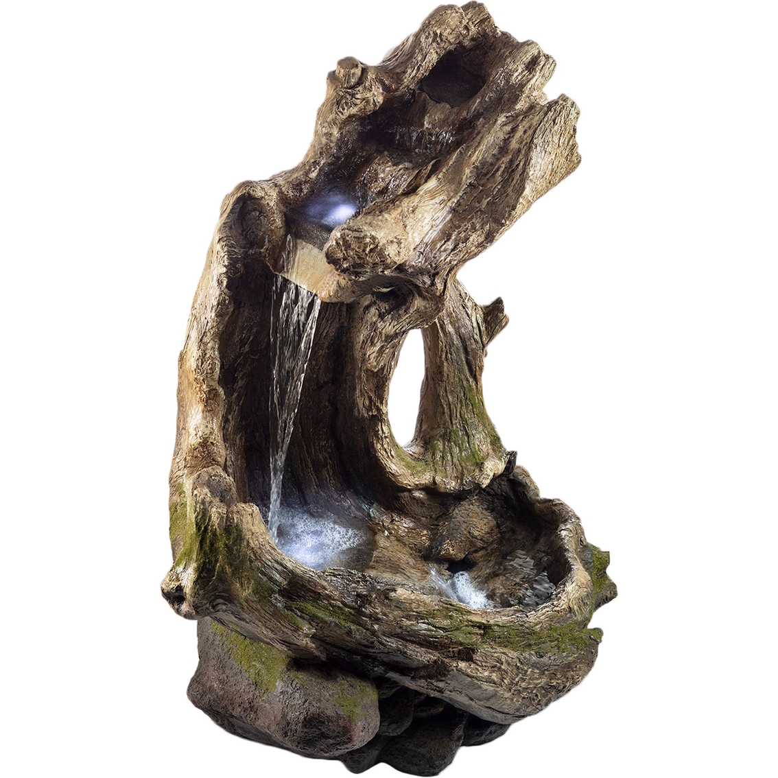 Alpine 41 in. Rainforest Waterfall Tree Trunk Fountain with LED Lights - Image 3 of 6