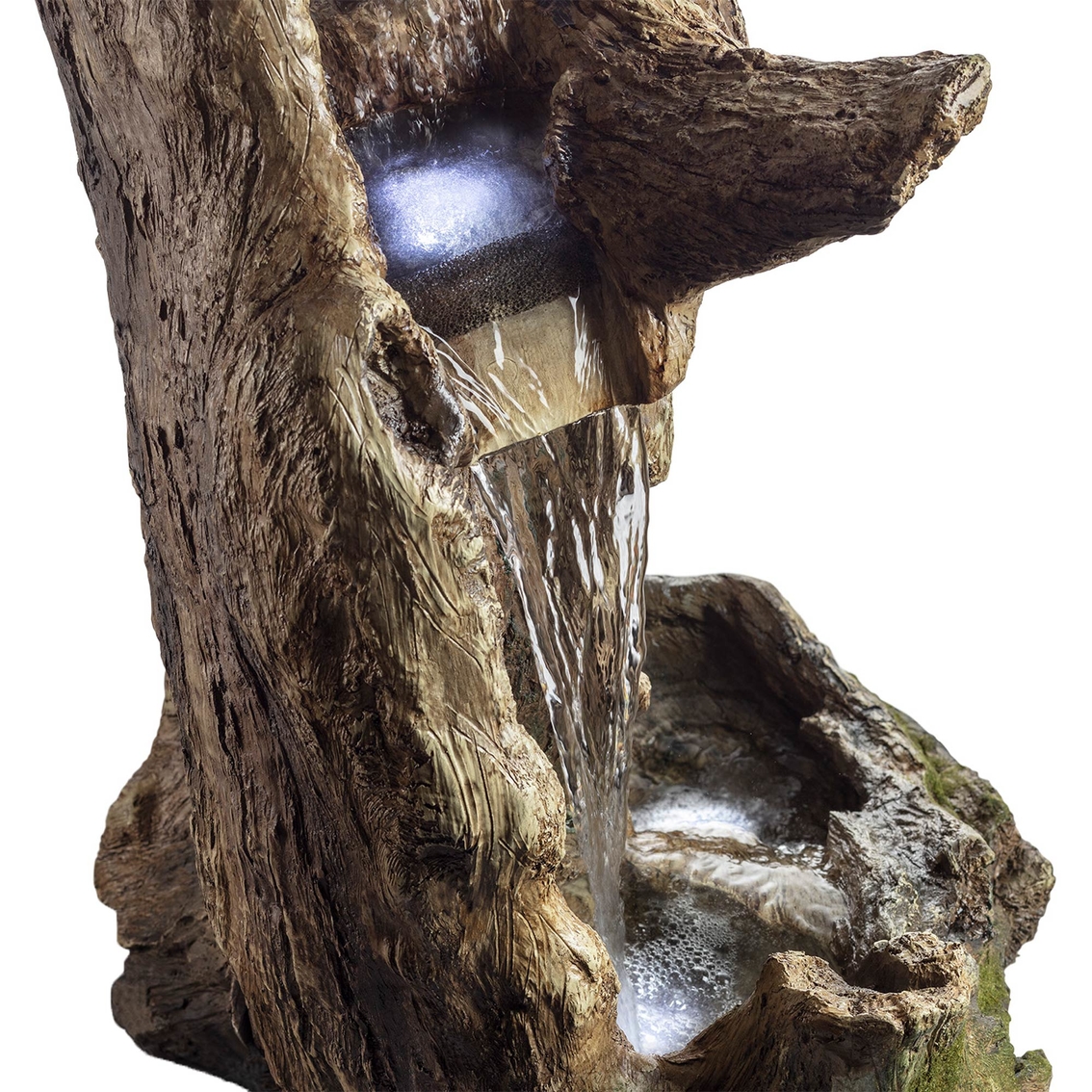 Alpine 41 in. Rainforest Waterfall Tree Trunk Fountain with LED Lights - Image 6 of 6