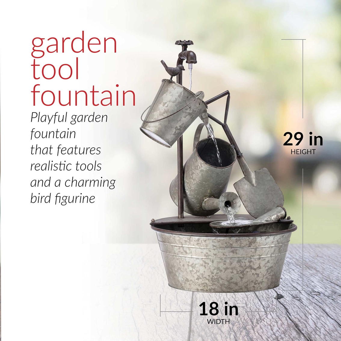 Alpine Metal Tiered Garden Tools Fountain - Image 7 of 10