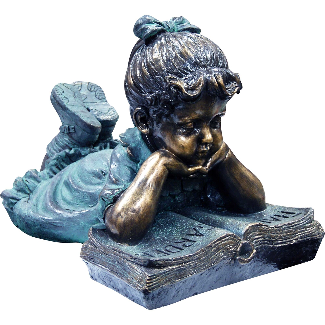 Alpine Girl Lying Down Reading Book Statue 16 In. | Sculptures | Patio ...