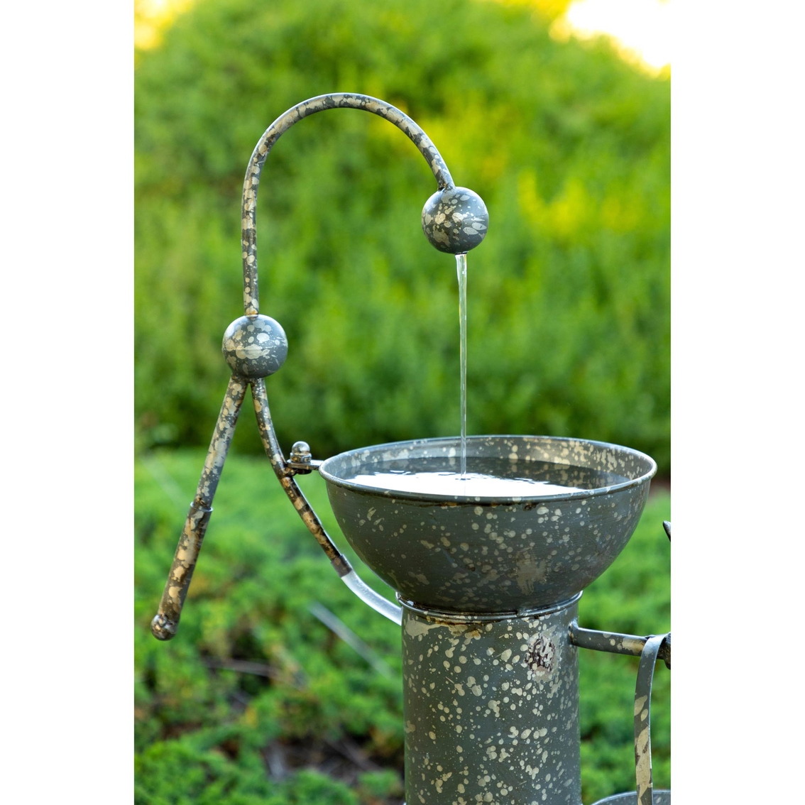 Alpine Rustic Metal Tiering Water Pump Fountain - Image 3 of 4