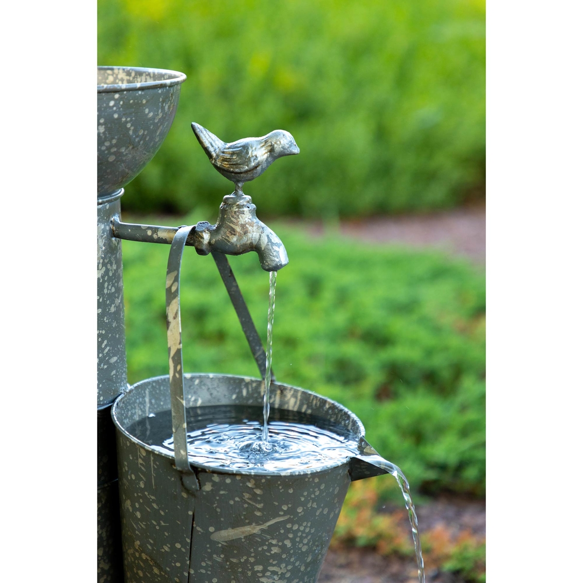 Alpine Rustic Metal Tiering Water Pump Fountain - Image 4 of 4