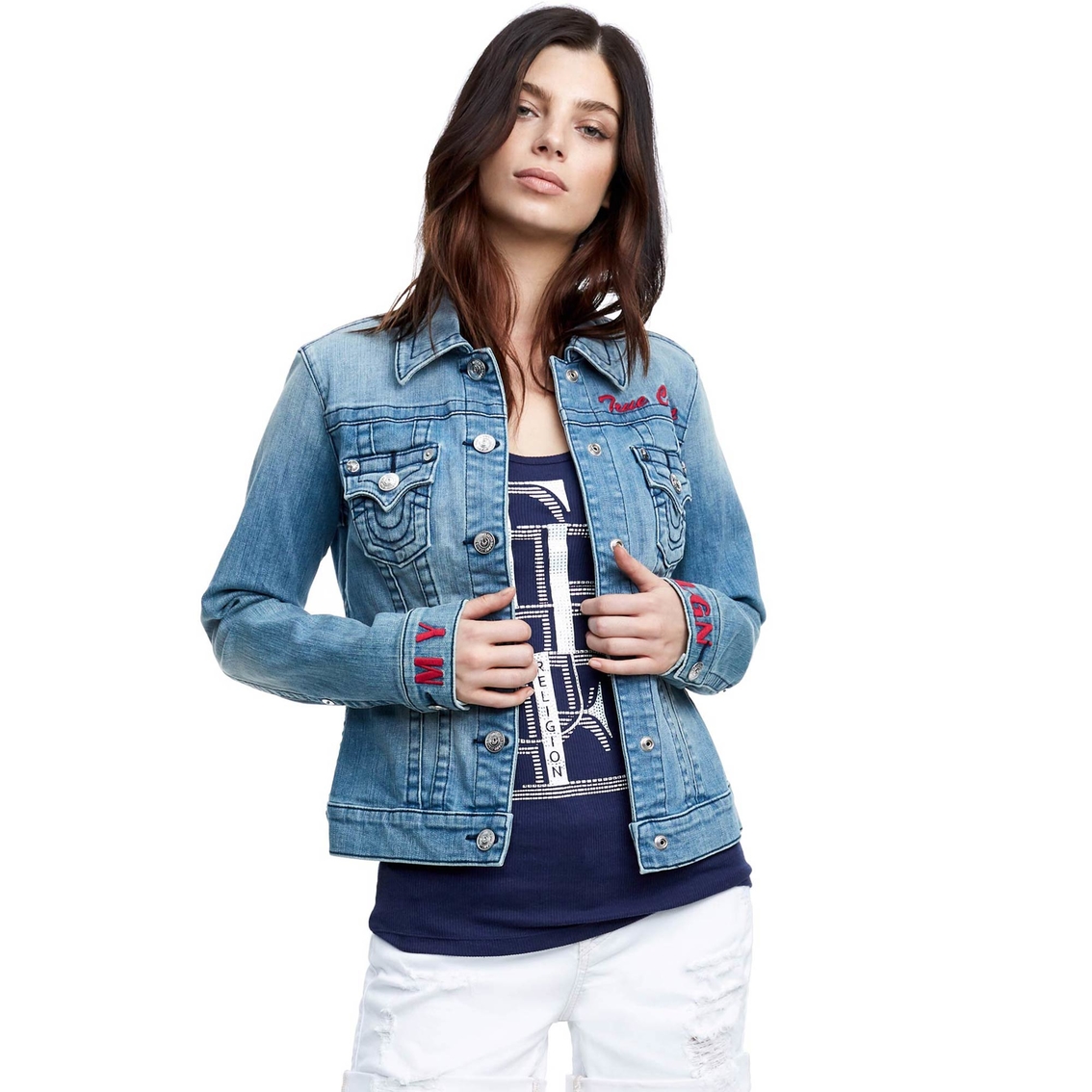 True Religion Denim Jacket With Embroidery | Jackets | Clothing ...