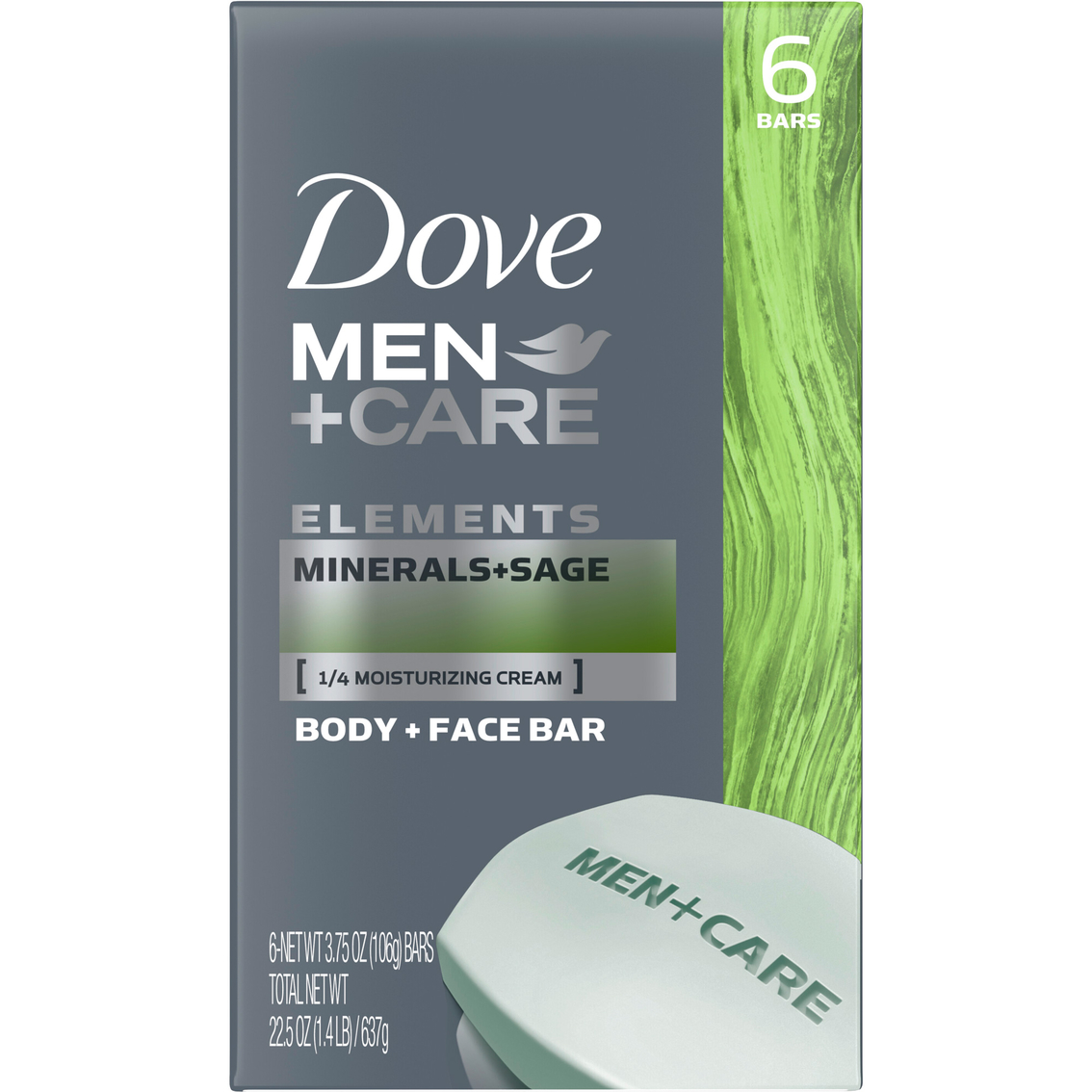 Dove Men+Care Body and Face Bar Minerals + Sage 3.75 oz., 6 Bar
