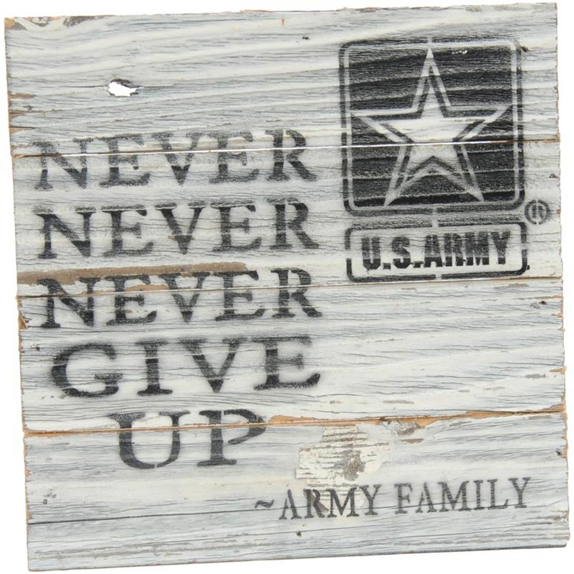 Uniformed Army Never Never 8 x 8 in. Wood Sign