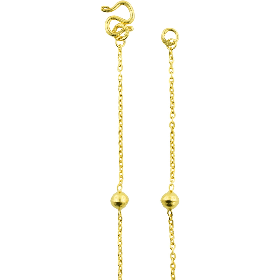 Robert Manse Designs 23K 1/2 Thai Baht Gold Heart Drop Ball Station Necklace 15 in. - Image 2 of 2
