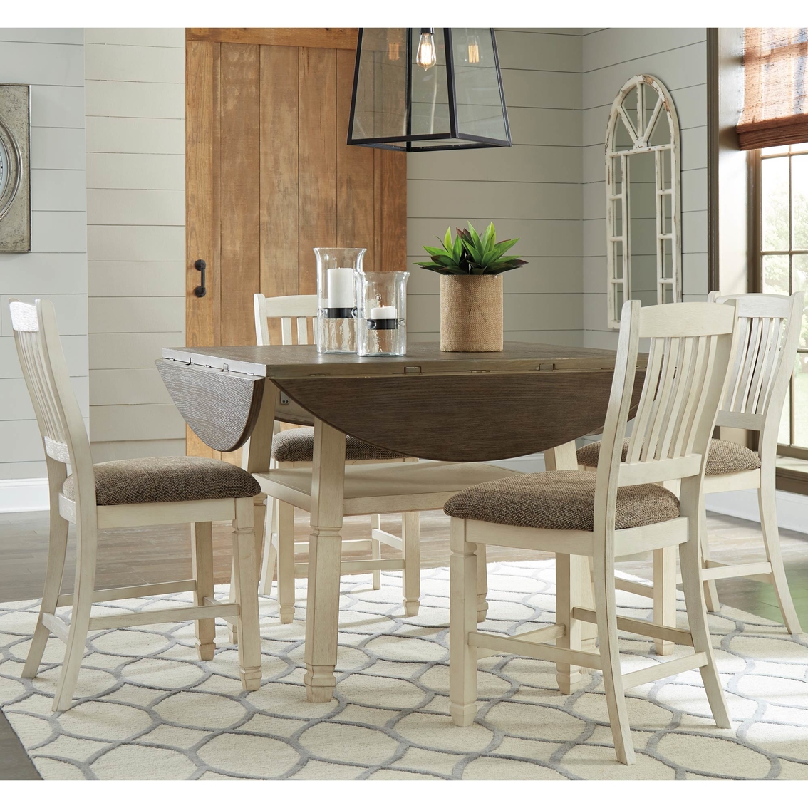 Signature Design by Ashley Bolanburg 5 pc. Drop Leaf Counter Table Set - Image 3 of 4