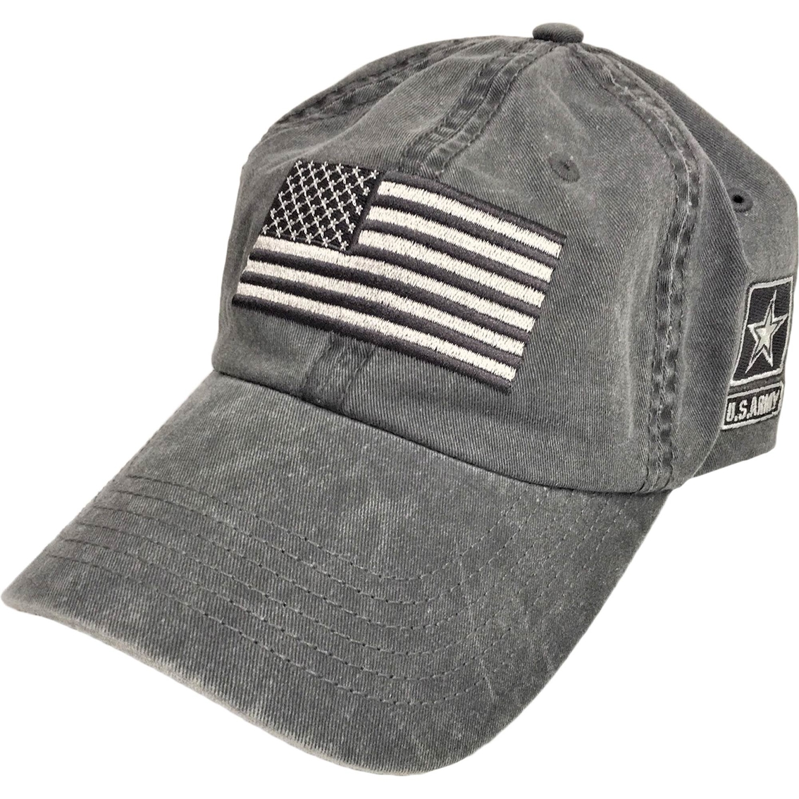 Tlj Marketing & Sales Washed Charcoal Military Logo Flag Baseball Cap ...