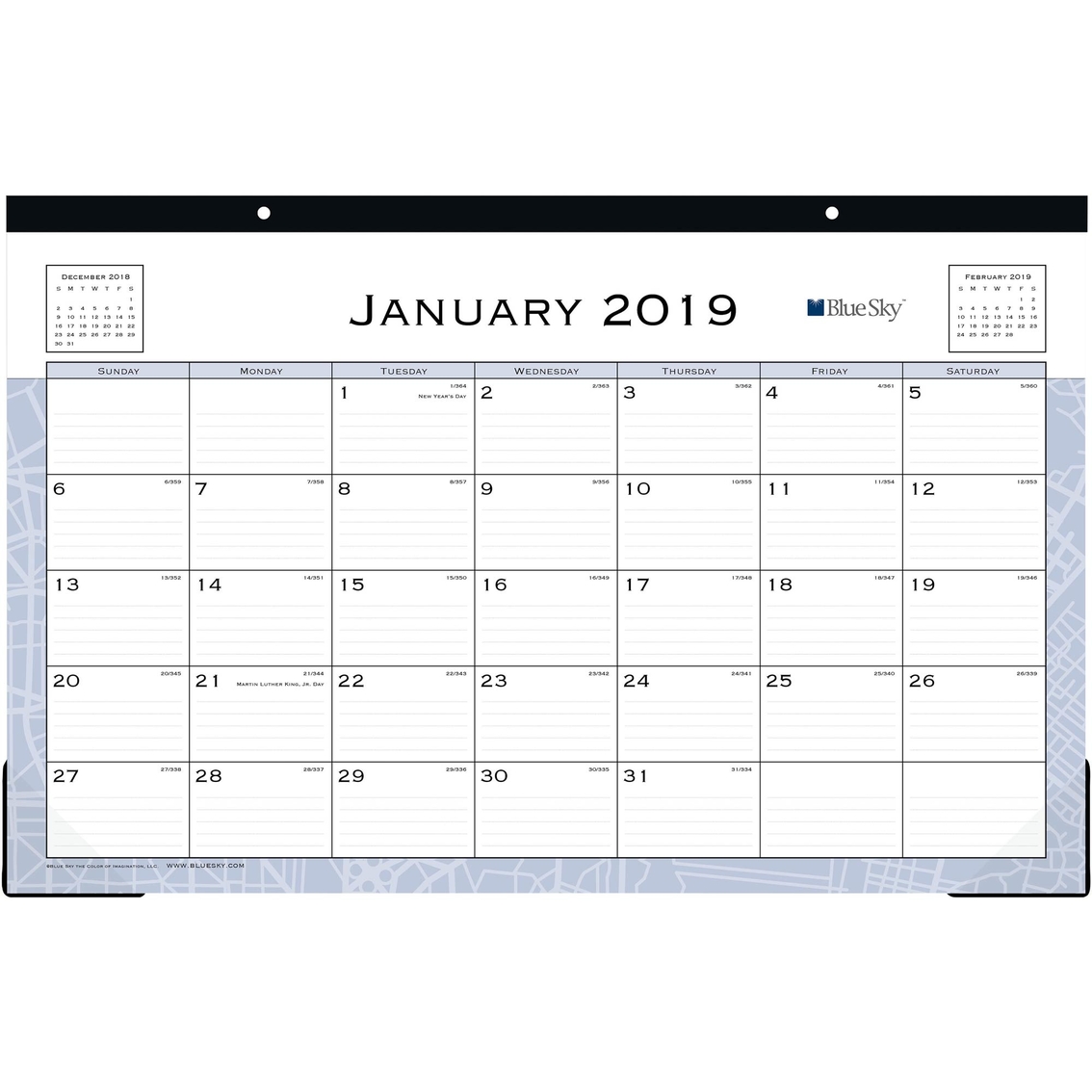 Blue Sky Jan 2019 Dec 2019 Desk Pad 17 X 11 Monthly Calendar