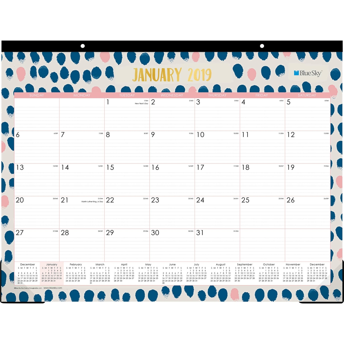 Blue Sky Jan 2019 Dec 2019 Desk Pad 22 X 17 Monthly Calendar