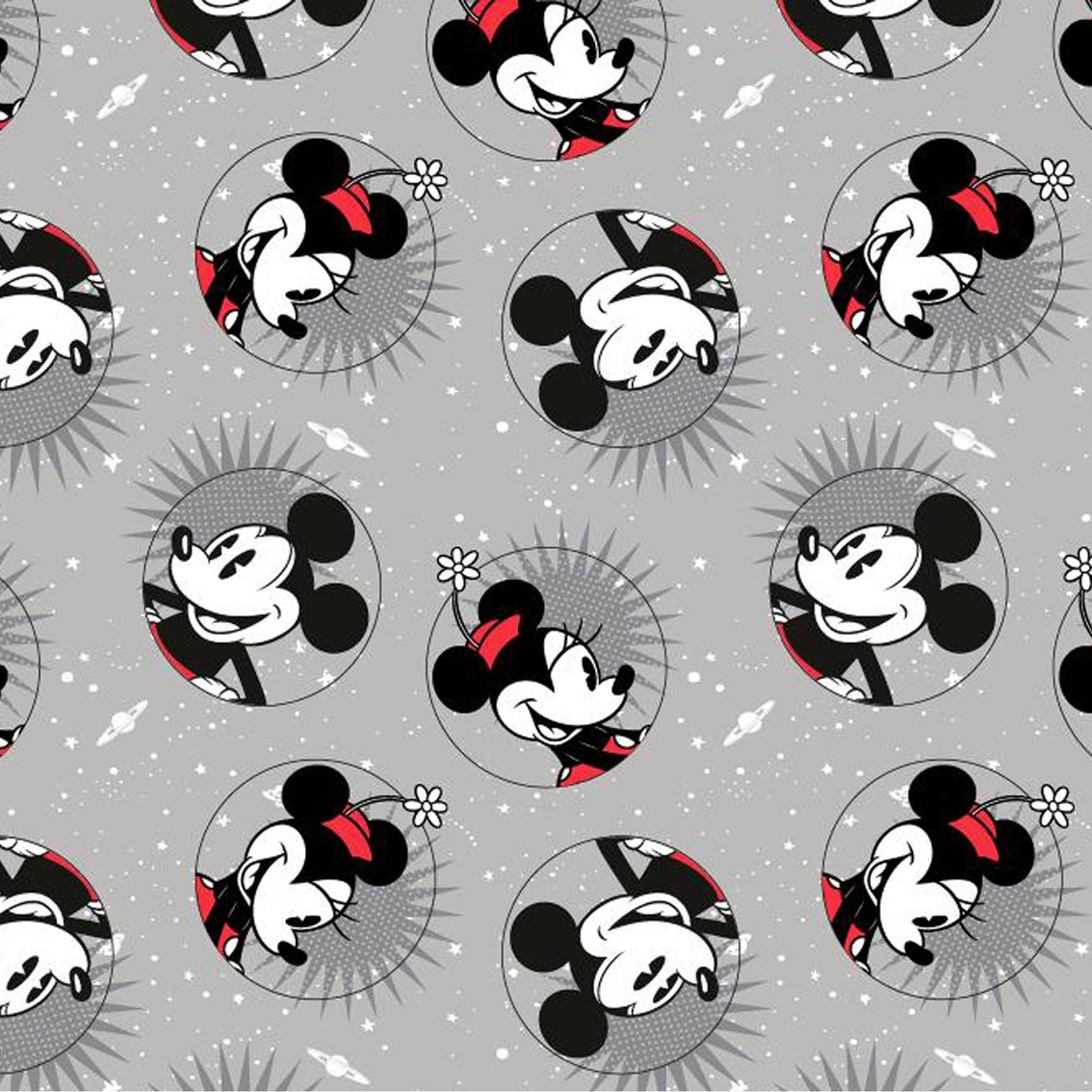 Disney Mickey Mouse Play All Day White 100% Cotton Fabric by The Yard