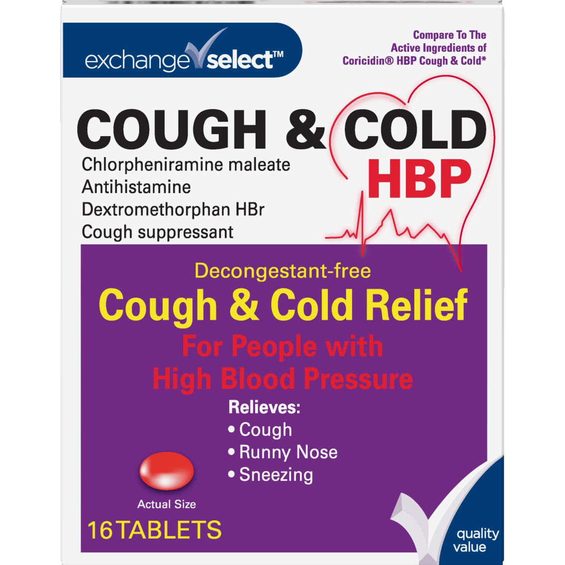 Exchange Select HBP Cough & Cold Relief Tablets 16 ct.