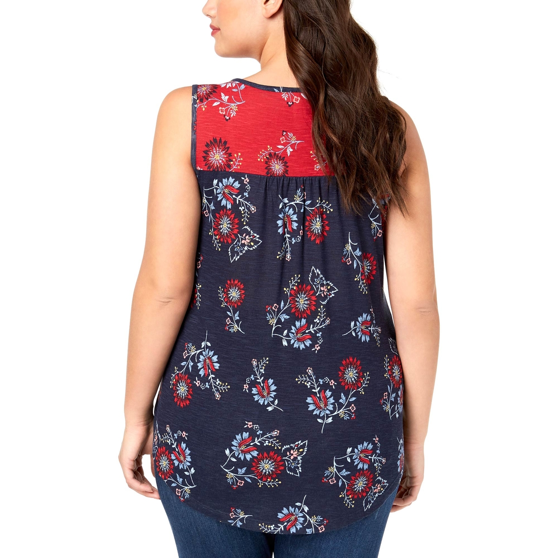 Style & Co. Plus Size Mixed Print Peasant Top - Image 2 of 2