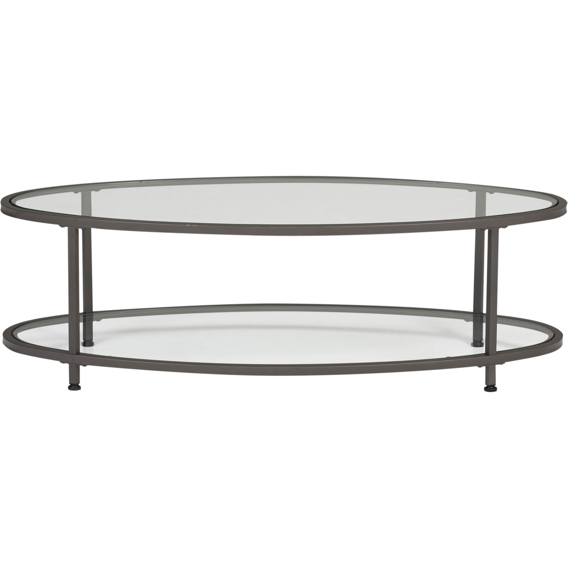 Studio Designs Home Camber 48 In. Oval Coffee Table in Pewter and Clear Glass - Image 2 of 4