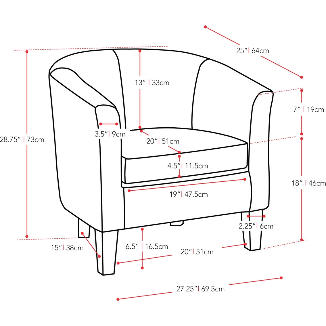 CorLiving Antonio  Fabric Tub Chair - Image 4 of 6