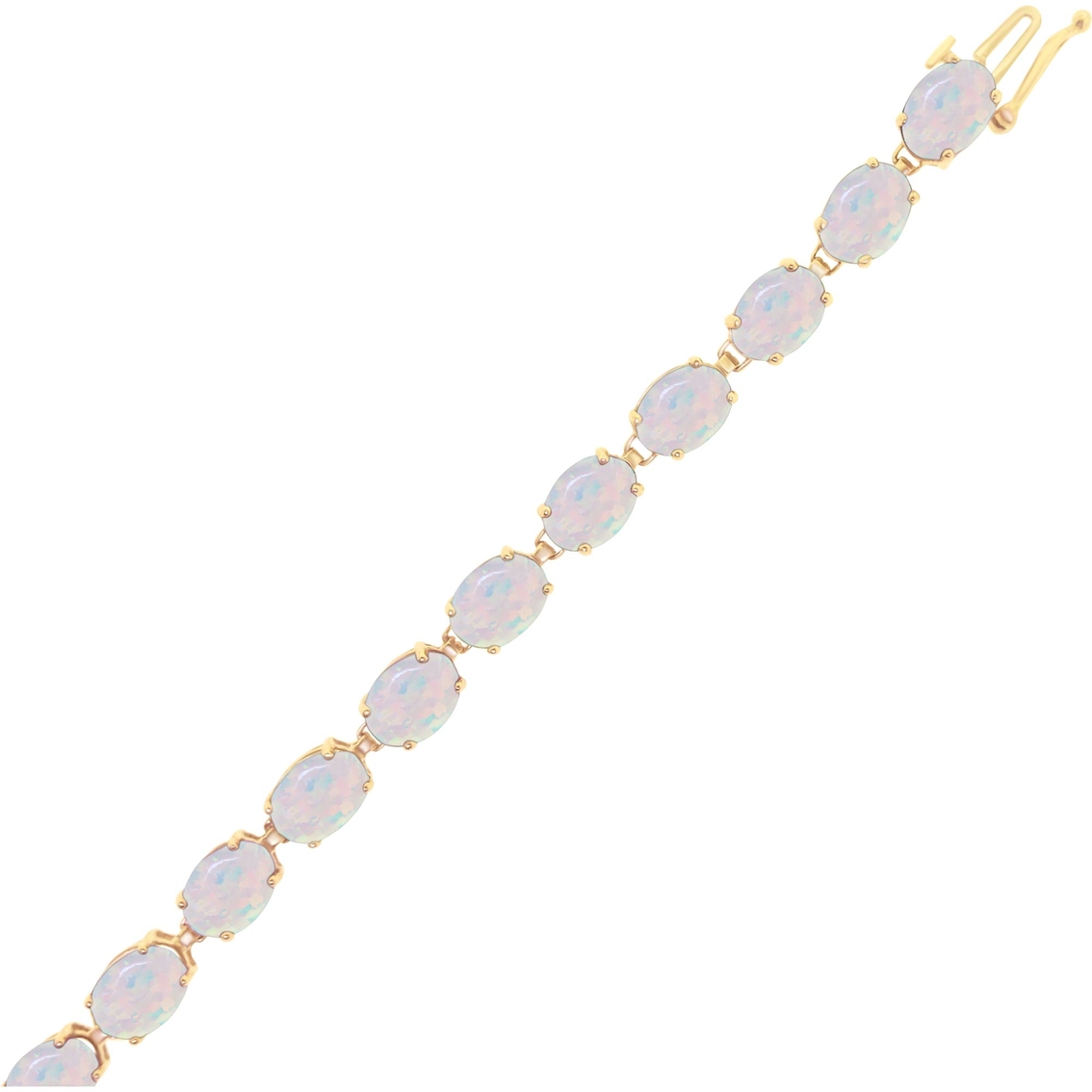 10K Yellow Gold Lab Created Opal Bracelet - Image 2 of 2