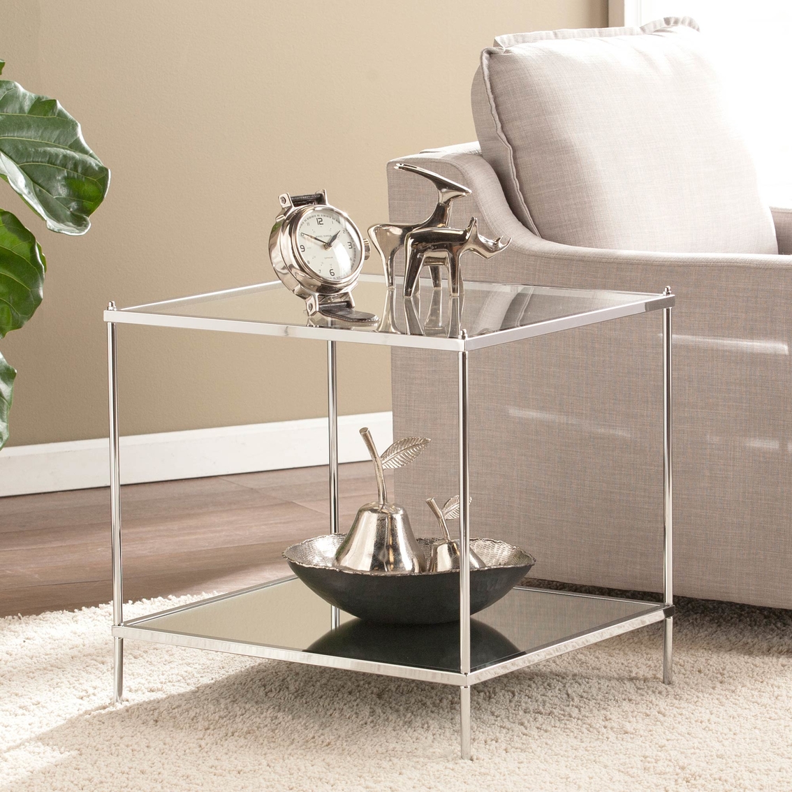 Southern Enterprises Mirrored End Table - Image 4 of 4