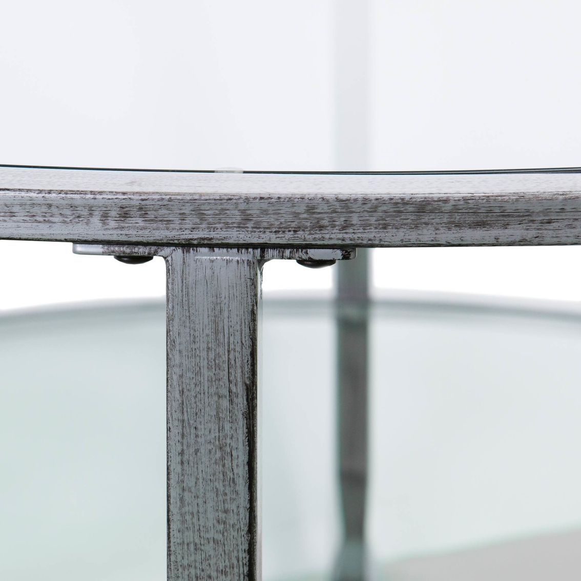 Southern Enterprises Metal and Glass Round Cocktail Table - Image 2 of 4