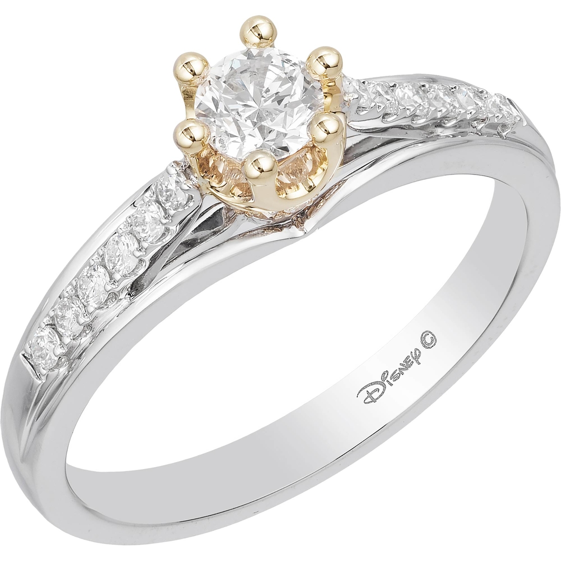 Disney Enchanted 14k Two Tone Gold 1/2 Ctw Diamond Princess Bridal Ring