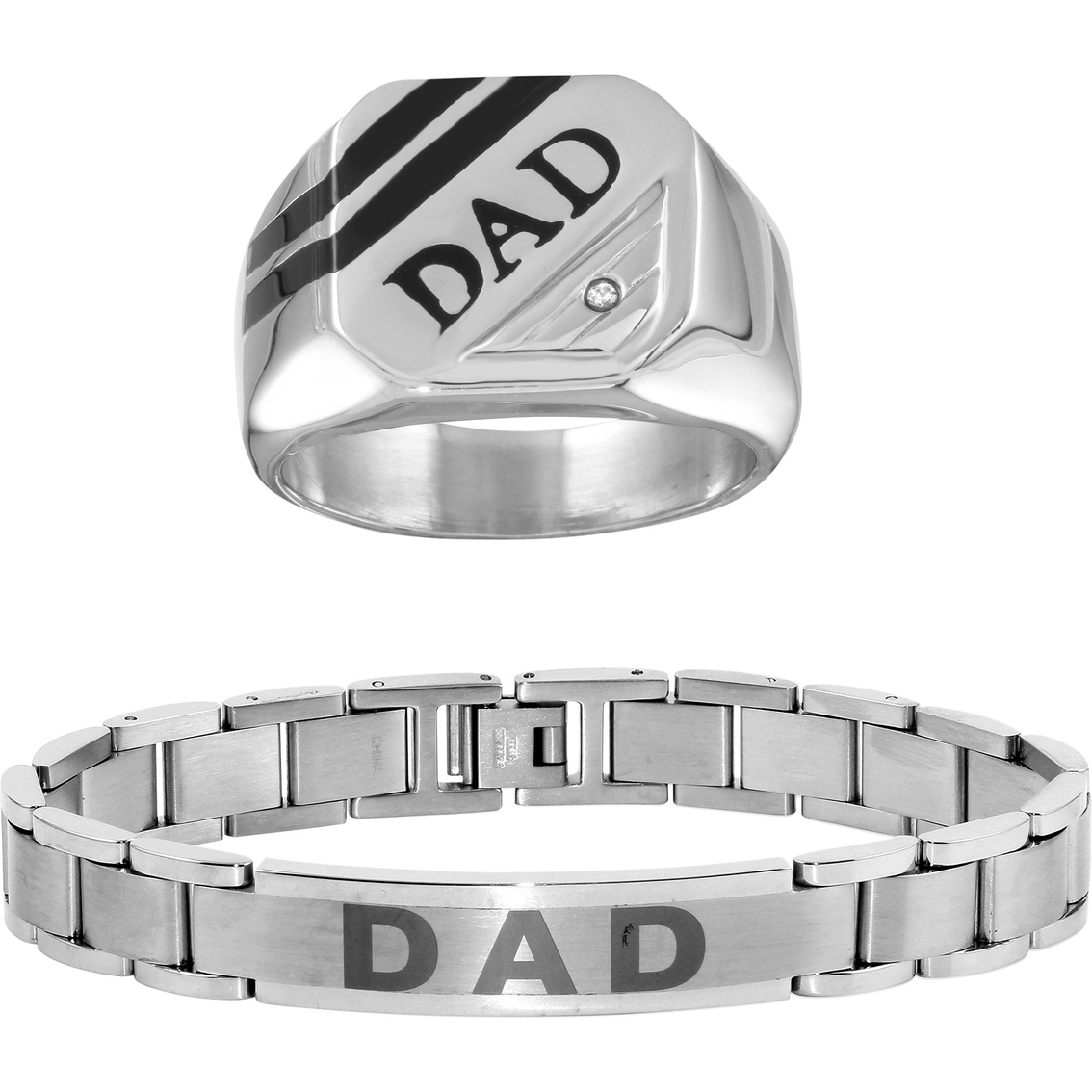 Men's Stainless Steel Dad Ring Size 10 