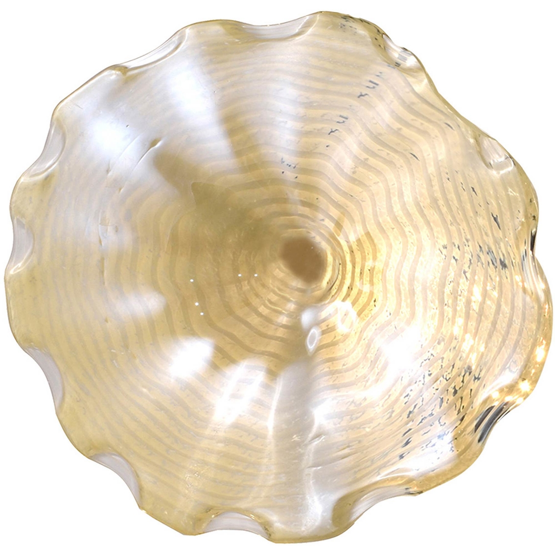 Dale Tiffany Beige Feather 12 in. Hand Blown Glass Plate