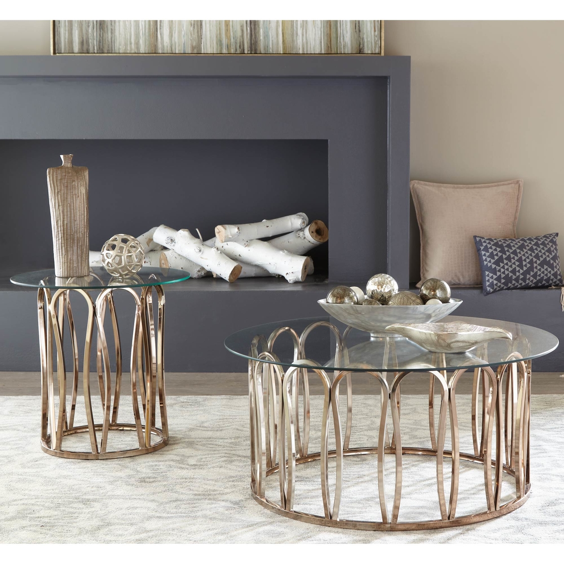 Coaster Modern Round Coffee Table with Metal Base - Image 2 of 2