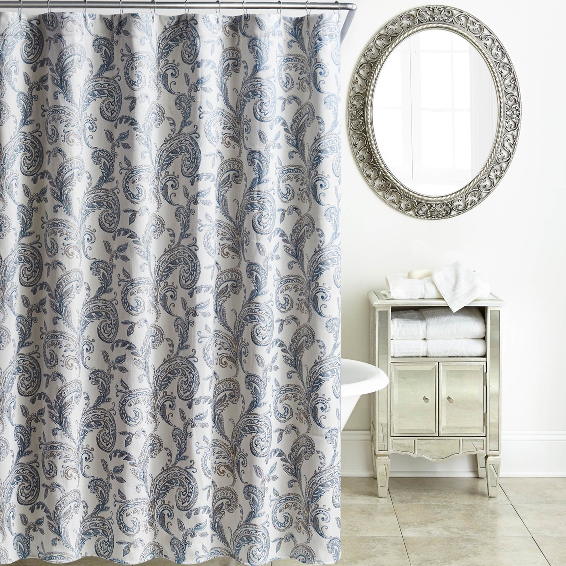 Waterford Florence Chambray Blue Shower, Florence Shower Curtain