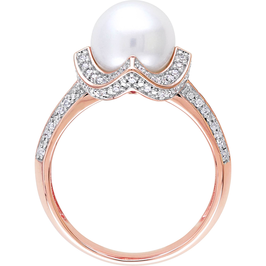 Michiko Cultured 10K Rose Gold Freshwater Pearl and 1/4 CTW Diamond Cocktail Ring - Image 2 of 4