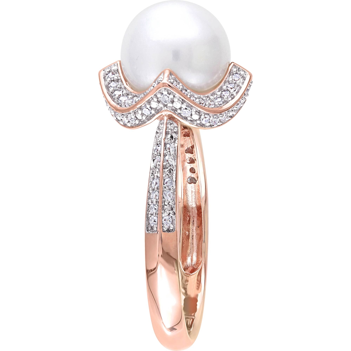 Michiko Cultured 10K Rose Gold Freshwater Pearl and 1/4 CTW Diamond Cocktail Ring - Image 3 of 4