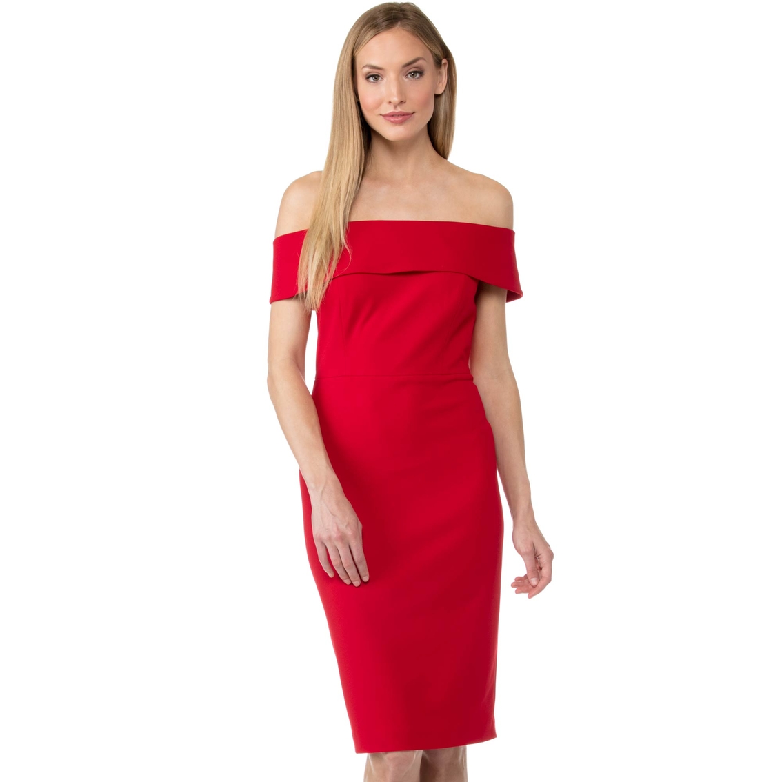 calvin klein red one shoulder dress