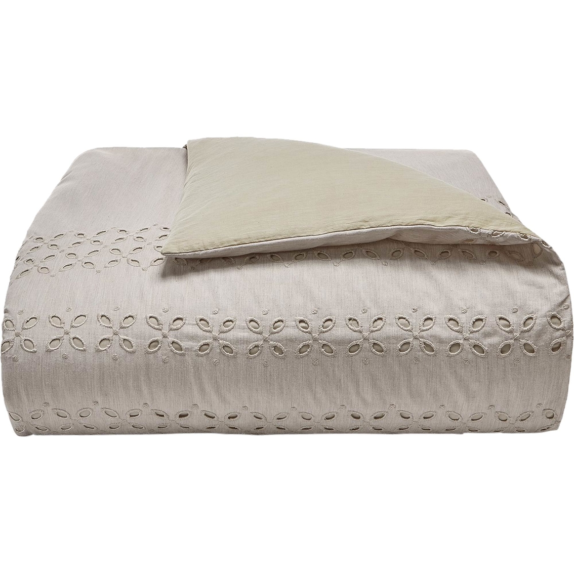Martha Stewart Collection Eyelet Stripe Cotton 8 pc. Comforter Set - Image 2 of 4