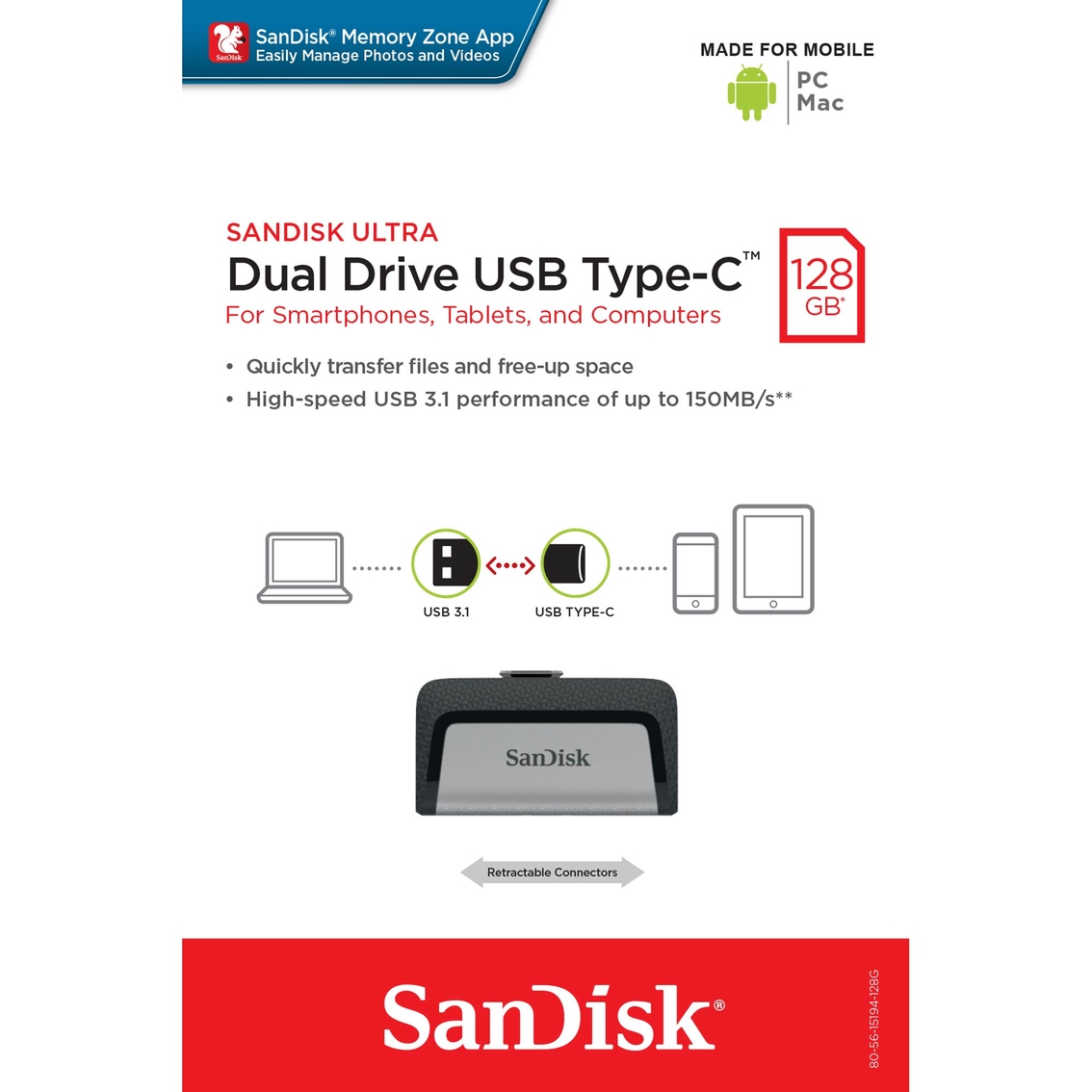 SanDisk Ultra 128GB USB 3.1 Type-C Flash Drive - Image 8 of 8