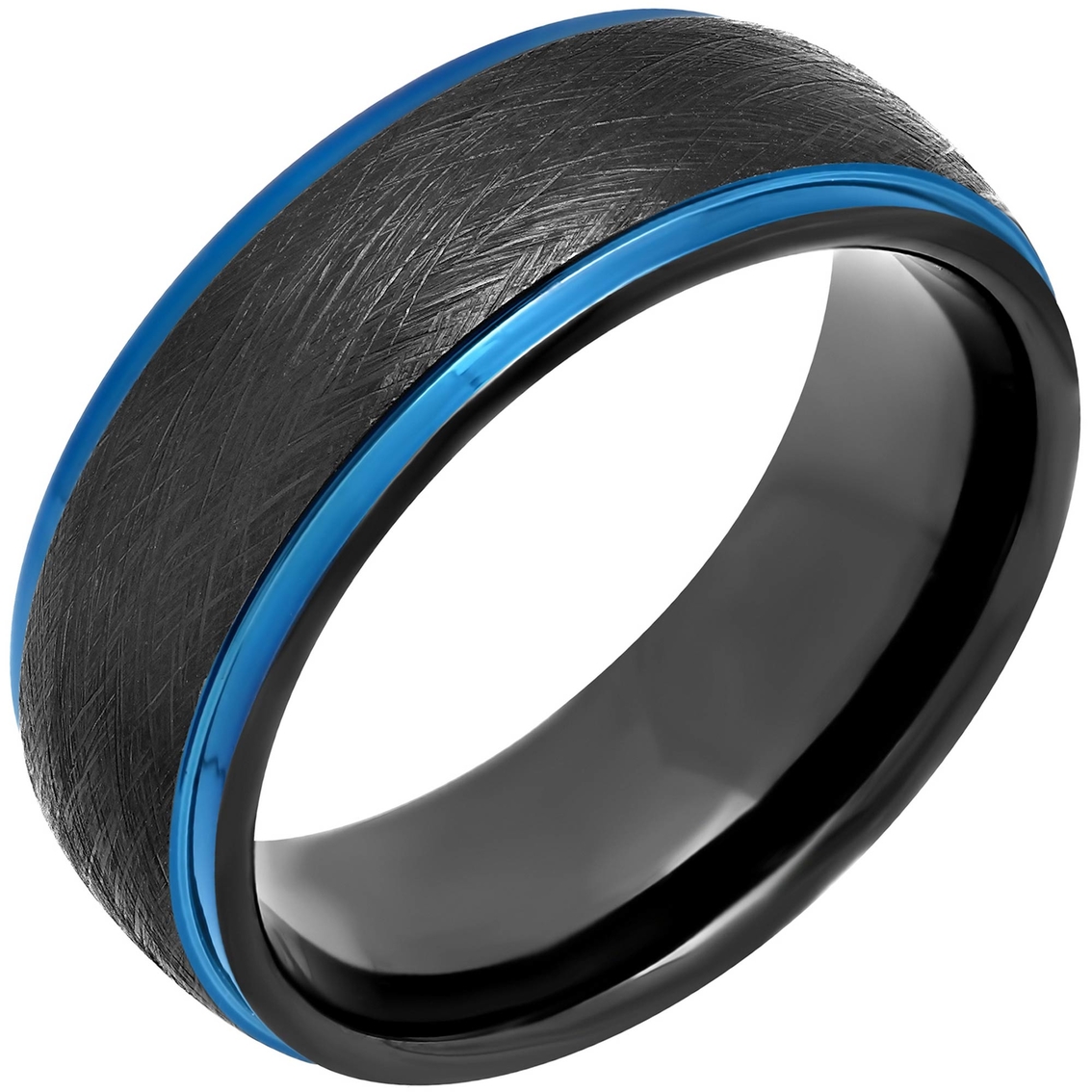 Tungsten Black and Blue IP Satin Finish 8mm Band - Image 2 of 2