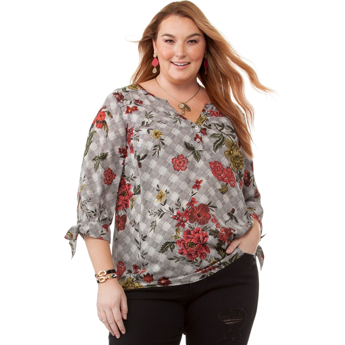 Status By Chenault Plus Size Tie Sleeve Tunic | Tops | Clothing ...