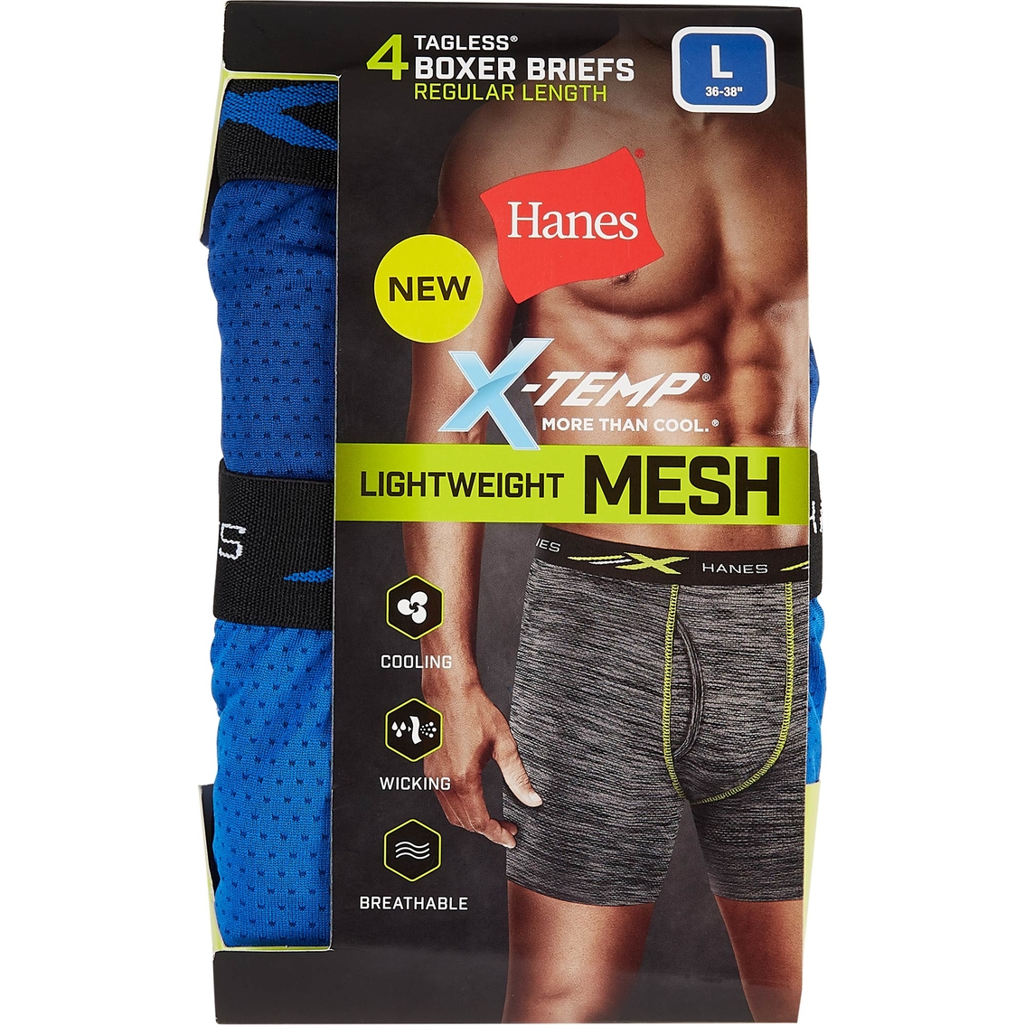 Hanes X-temp Lightweight Mesh Boxer Briefs 4 Pk., Underwear, Clothing &  Accessories